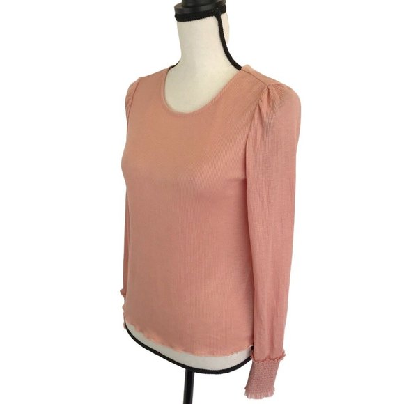 NWT American Rag Womens Peach Puff Long Sleeve Ribbed Knit Top Size S - Picture 2 of 6